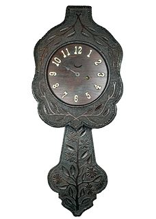 SIGNED FOLK ART CLOCK CASE, ANNA CORA GOOD, 1906