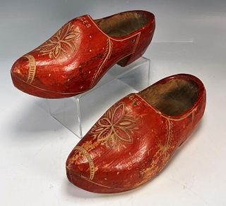 HAND CARVED BELGIAN WOODEN CLOGS