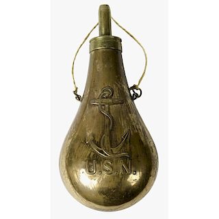 US Navy Powder Flask marked Adams and Dated 1846
