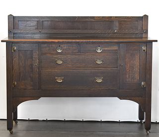 ANTIQUE QUAINT BY STICKLEY BROTHERS OAK SIDEBOARD