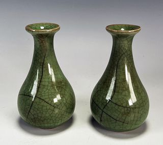 TWO SMALL CELADON VASES