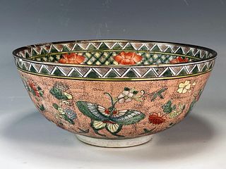 CHINESE FAMILLE ROSE BUTTERFLY BOWL