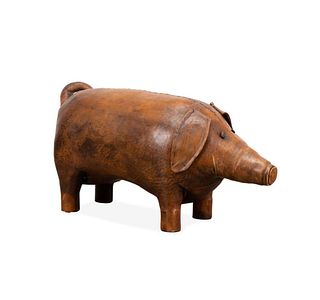 LEATHER STANDING PIG OTTOMAN, ATTR. TO OMERSA