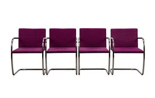 FOUR MIES VAN DER ROHE BRNO CHAIRS FOR KNOLL
