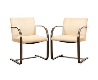 PAIR KNOLL "BRNO" CHROME UPHOLSTERED CHAIRS