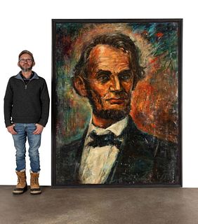 MONUMENTAL MM ON CANVAS PORTRAIT OF LINCOLN