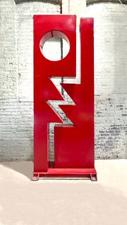 Red Post Modern Sculpture, Ed Haugvik