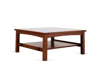 STICKLEY MISSION STYLE OAK & TILE COFFEE TABLE