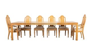 7PCS, HENREDON SCENE TWO DINING TABLE & SIX CHAIRS