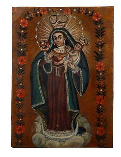 A Mexican/South American Retablo of the Mother and Child.