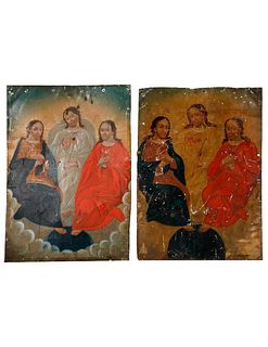 Two Mexican Retablos of the Holy Trinity.