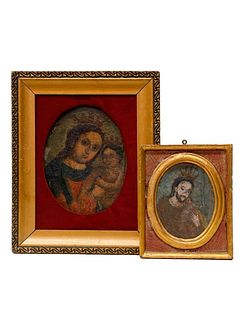 Two Mexican Retablos, St. Joseph and Mother of Refuge.