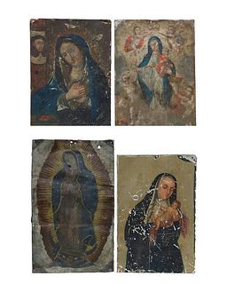 Four Mexican Retablos of Mary.