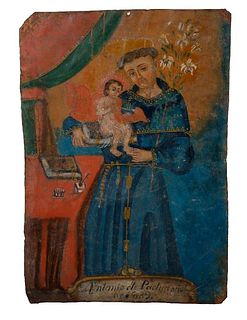 A Mexican/South American Retablo of Saint Anthony.