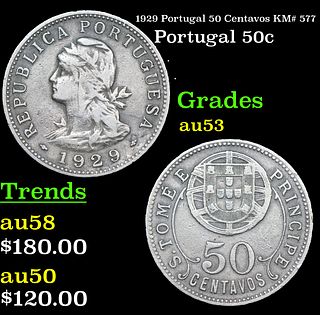 1929 Portugal 50 Centavos KM# 577 Grades Select AU