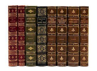 * (TRAVEL) Group of 4  titles in 8 volumes. All in 3/4 morocco bindings with gilt lettering and decoration to spines. Various