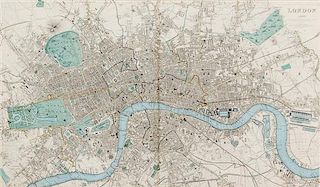 (MAPS) DAVIES, BENJAMIN REES. Steel engraved, hand colored map of London published  by Charleds Kinght and Company, 1864.