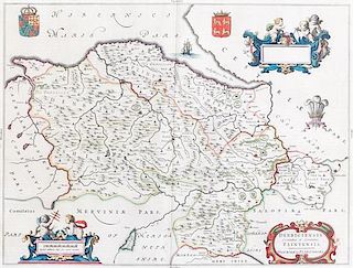 (MAPS) MONTGOMERICA & DENBIGIENSIS. Two hand-colored maps. Montgomeriia and Denbigiensis. Attributed to the Blaeu cartographe