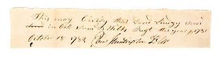 (AMERICAN REVOLUTION) HUNTINGTON, EBENEZER (GEN.) A.N.S. ("Eben. Huntington Lt. Col."). October 18, 1782.