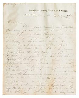 (CIVIL WAR) SHERMAN, WILLIAM T. , MAJOR GENERAL. War-dated ALs, dated February 2, 1865. Addressed to General Howard.