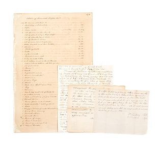 (AFRICAN AMERICANA). Collection of 4 handwritten documents pertaining to slavery and slaves as property, dating from the 1830