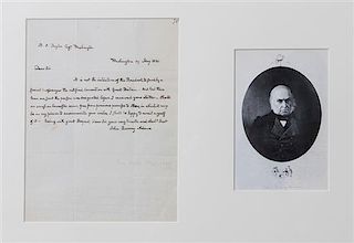 * An Autographed Letter by John Quincy Adams. Together with photo. Dated May 29, 1824.