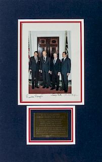 REAGAN, RONALD. Photo signed, Washington, October, 1981. Countersigned by Ford, Carter, and Nixon.