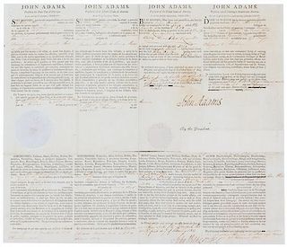 (AUTOGRAPHS) ADAMS, JOHN. Signed passport for the cutter "Nancy". Dated February 21, 1801. Document in 4 languages.