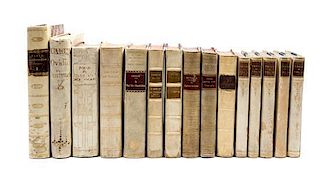 (BINDINGS) DRAMA & POETRY. A collection of 28 vellum books. Various places, various dates.