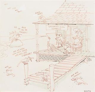 George Booth, (American, b. 1926). A Group of three works. Pen and ink on paper. 9 1/2 x 8 1/2 inches.