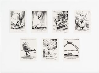 Fitzpatrick, Daniel R. Cartoon Highlights of 1957... Two frames of seven cartoons each.