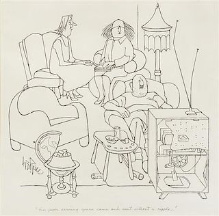 PRICE, GEORGE, (American, 1901-1995), 2 works. Pen and ink on paper. Dimensions of larger 19 x 19 inches.