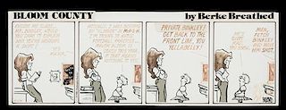 (BREATHED, BERKE) Bloom County. Four panel comic strip from the Washington Post. Dated May 14, 1981.  Framed.