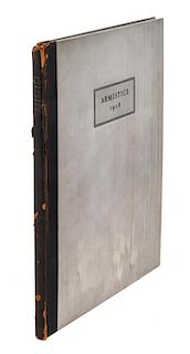 (MILITARY HISTORY)  Terms of the Armistice 1918.  New York: Press of the Woolly Whale, 1931. Aluminum boards with leather spi