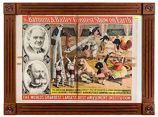 * (CIRCUS) BARNUM AND BAILEY, Poster, The World's Grandest Amusement Institution, [1891], Strobridge litho Co, 29 1/2 x 40 in