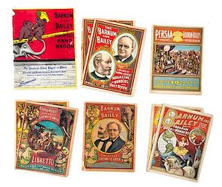 * (CIRCUS) BARNUM AND BAILEY, Collection of nine programs, various years 1903-1944, Largest 9 1/2 x 7 1/4 inches.