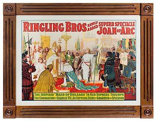 * (CIRCUS) RINGLING BROTHERS, Poster, Joan of Arc with a Pious Ruler, 1912, Strobridge litho Co, 40 x 30 inches.