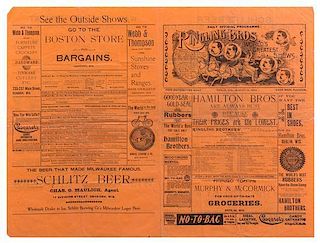 * (CIRCUS) RINGLING BROTHERS, Courier, [1899], 18 1/2/ x 24 inches.