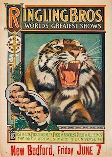 * (CIRCUS) RINGLING BROTHERS, Courier, New Bedford, [1907], 14 1/2 x 10 1/2 inches.