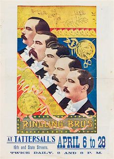 * (CIRCUS) RINGLING BROTHERS, Two couriers, one dated August 30th,1895, Largest: 13 3/4 x 10 1/4 inches.