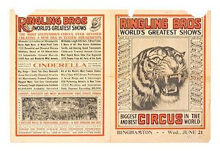 * (CIRCUS) RINGLING BROTHERS, Courier, Binghamton, NY, [1916], 14 x 21 inches.