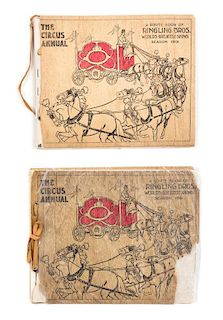 * (CIRCUS) RINGLING BROTHERS, Collection of nine route books, various years 1882-1916, Largest 6 3/4 x 10 inches.