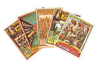 * (CIRCUS) RINGLING BROTHERS, Collection of eight circus programs, various years 1905-1916, Largest 10 3/4 x 8 1/2 inches.