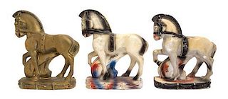 * (CIRCUS) Collection consisting of three chalkware horses, Dimensions of largest 11 3/4 X 10 1/2 inches.