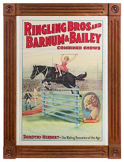 * (CIRCUS) RINGLING BROTHERS AND BARNUM & BAILEY, Poster, Dorothy Herbert,1930, Erie litho and ptg Co, 41 1/2 x 28 inches.