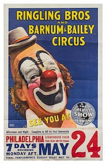 * (CIRCUS) RINGLING BROTHERS AND BARNUM & BAILEY, Poster, Lou Jacobs, Maxwell Fredric Coplan, 34 x 21 inches.
