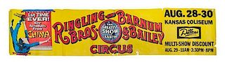 * (CIRCUS) RINGLING BROTHERS AND BARNUM & BAILEY, Poster, Chinese Acrobats, 1986, 30 x 144 inches.