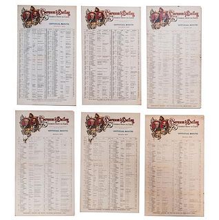 * (CIRCUS) RINGLING BROTHERS AND BARNUM & BAILEY, Poster and six route cards, 1913-1918, 41 1/2 x 35 inches.