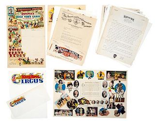 * (CIRCUS) Collection of ten letters, TLS various signatures, Largest 14 8 3/4 inches.