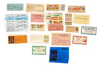 * (CIRCUS) Collection of forty tickets, various circuses and years, Largest: 3 1/2 x 5 1/2 inches.